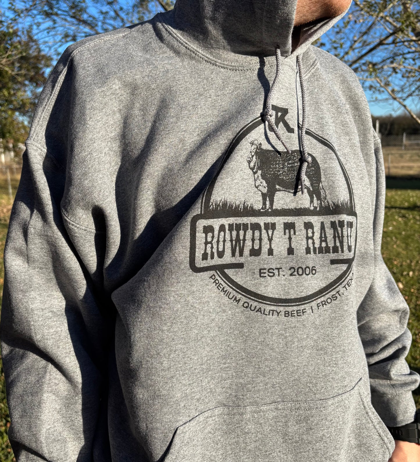 Rowdy T Ranch Hoodie- Grey