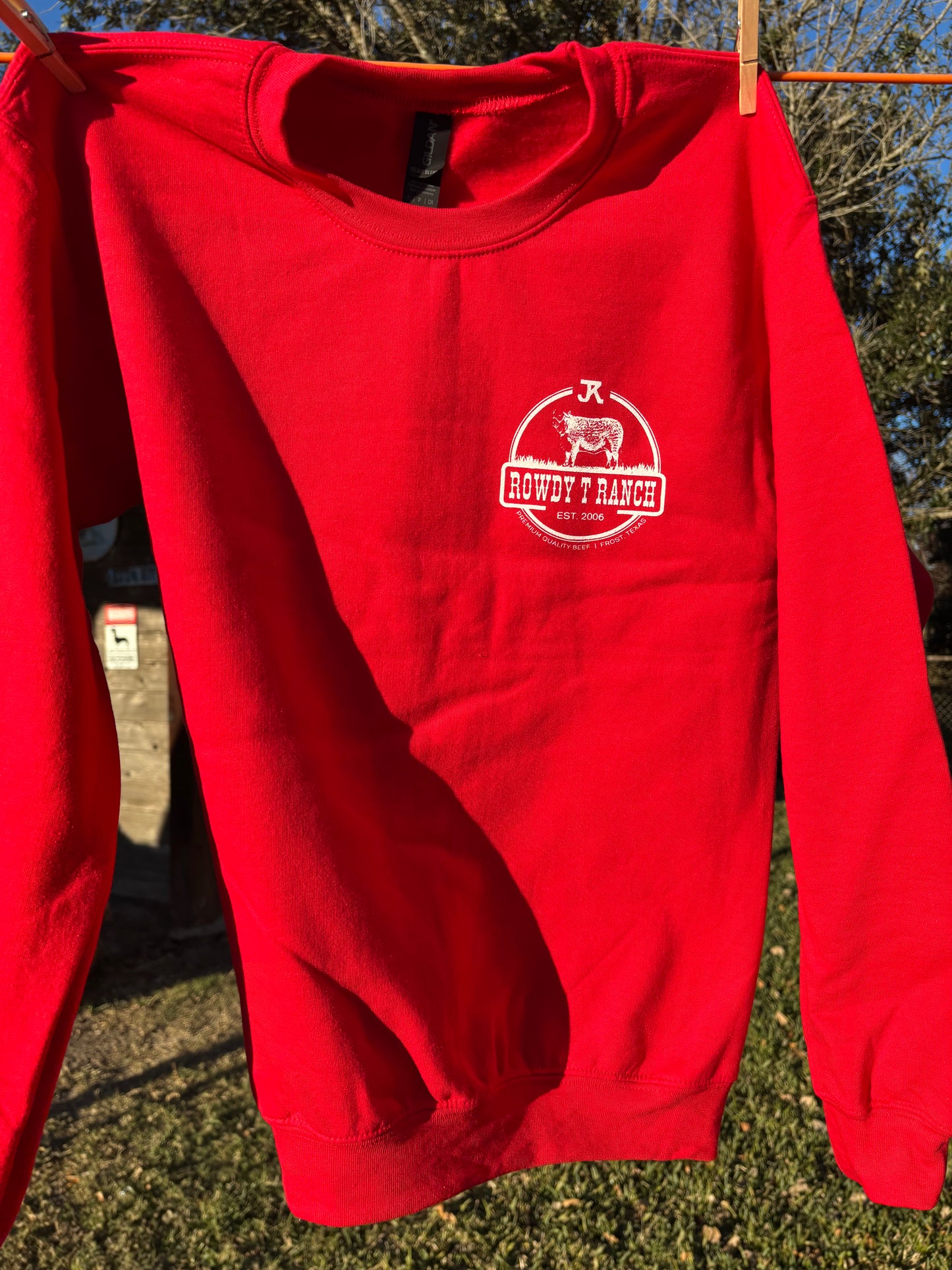 Rowdy T Ranch Crewneck- Red
