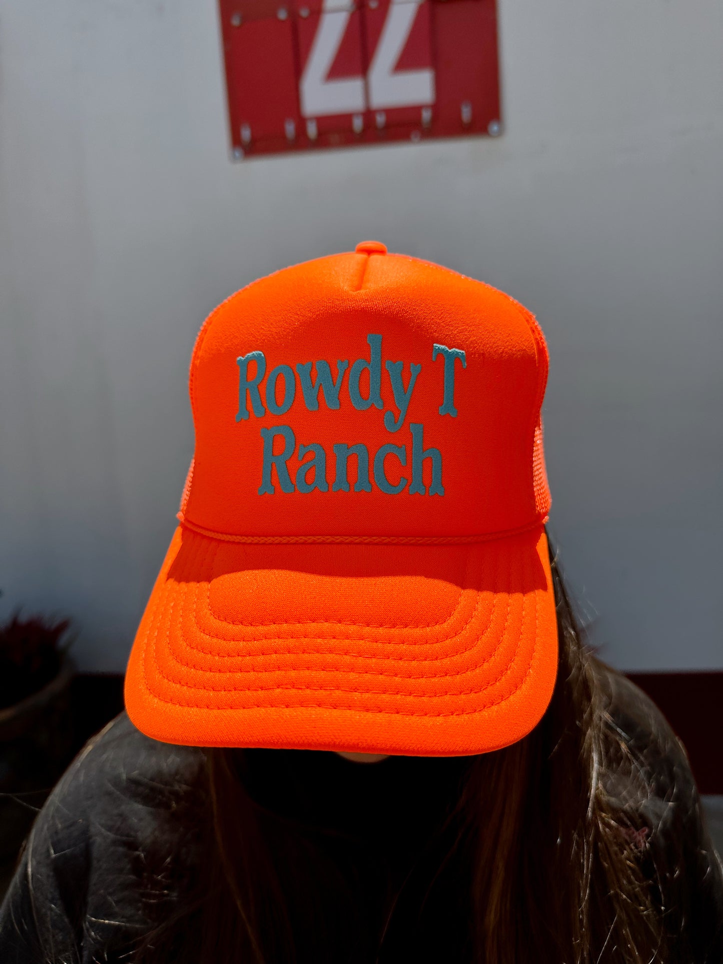 Rowdy T Trucker Hat - Neon Orange